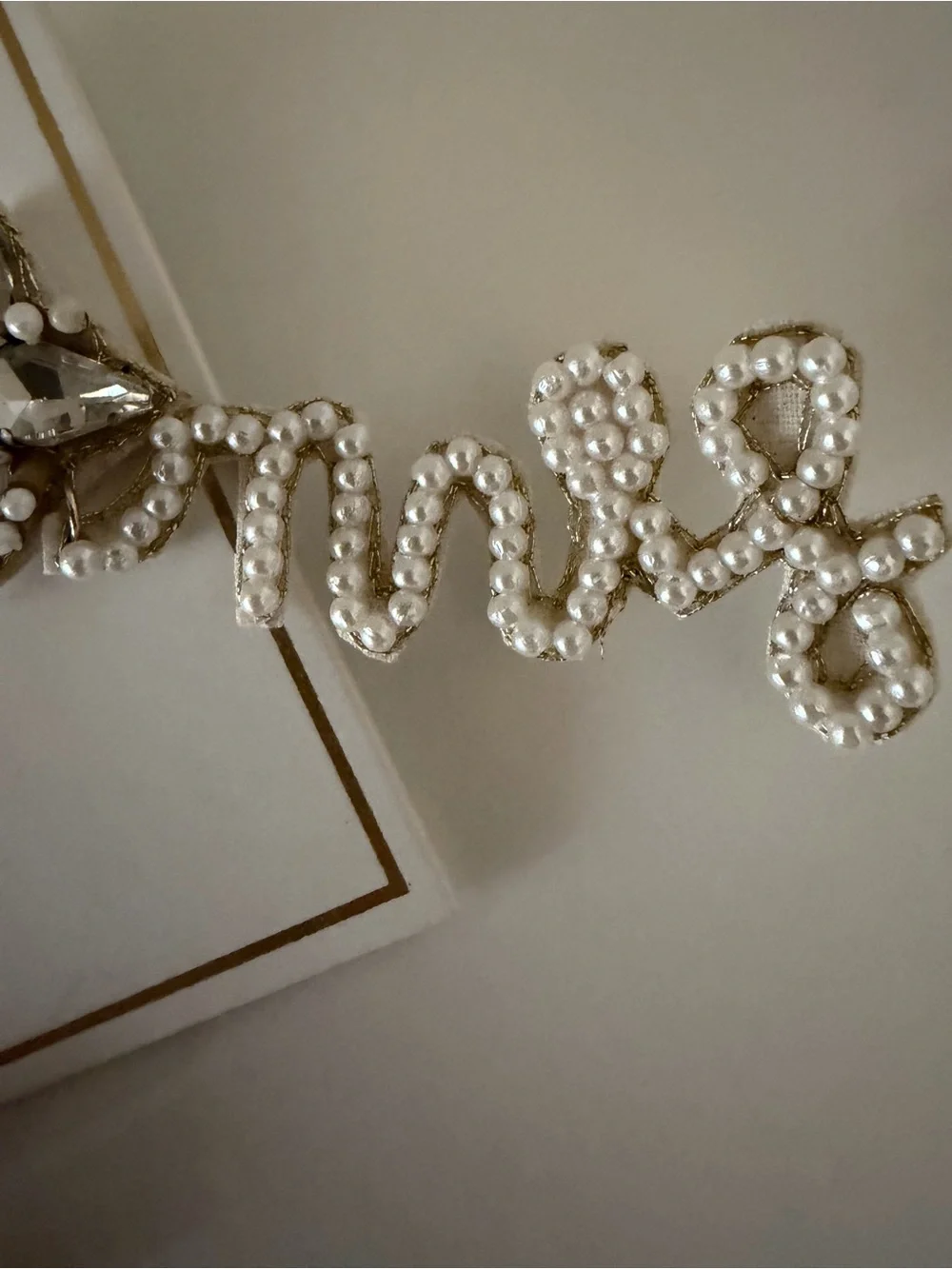 Mud Pie Bridal Mrs. Crystal and Pearl Drop Earrings - Picture 2 of 3